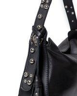 Womens Mini Bag Cowhide Leather 100% Western Conchos Nickel Metal Clasp Charms - Black 63_201H001_NEG194007_5