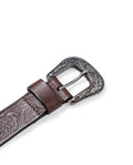 Womens Belt Saddlery Cowhide Leather 100% Floral Low Relief Engraving Western Buckle Conchos - Brown 63_211H000_CAF171430_3