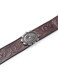 Womens Belt Saddlery Cowhide Leather 100% Floral Low Relief Engraving Western Buckle Conchos - Brown 63_211H000_CAF171430_4
