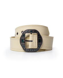 Womens Belt Cowhide Crosta Leather 100% Jewelry Detail Buckle Nickel - Raw 63_211H002_CRU110103_0