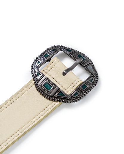 Womens Belt Cowhide Crosta Leather 100% Jewelry Detail Buckle Nickel - Raw 63_211H002_CRU110103_3