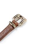 Womens Belt Slim Cowhide Leather Croc Embossing Retro Buckle - Brown 63_211H010_CAF171321_4