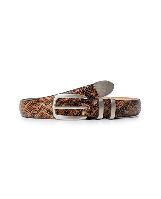 Womens Cowhide Leather Snake-Print Belt - Special Collection - Brown 63_214H201_CAF181421_0