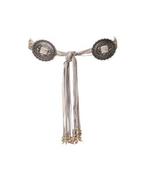 Women's Fringe and Metal Concho Leather Belt - 1