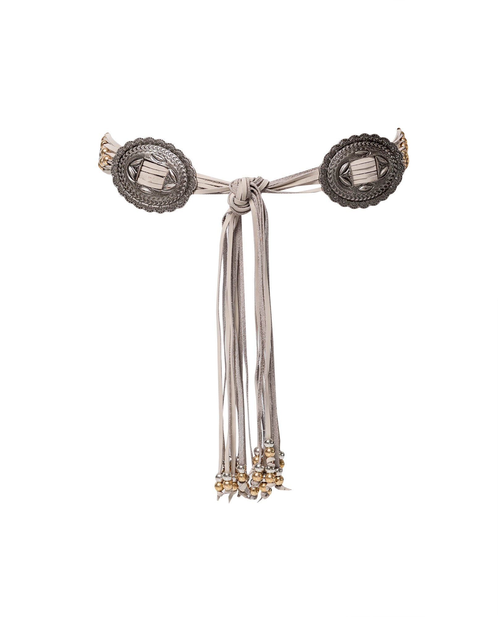 Women's Fringe and Metal Concho Leather Belt - 1