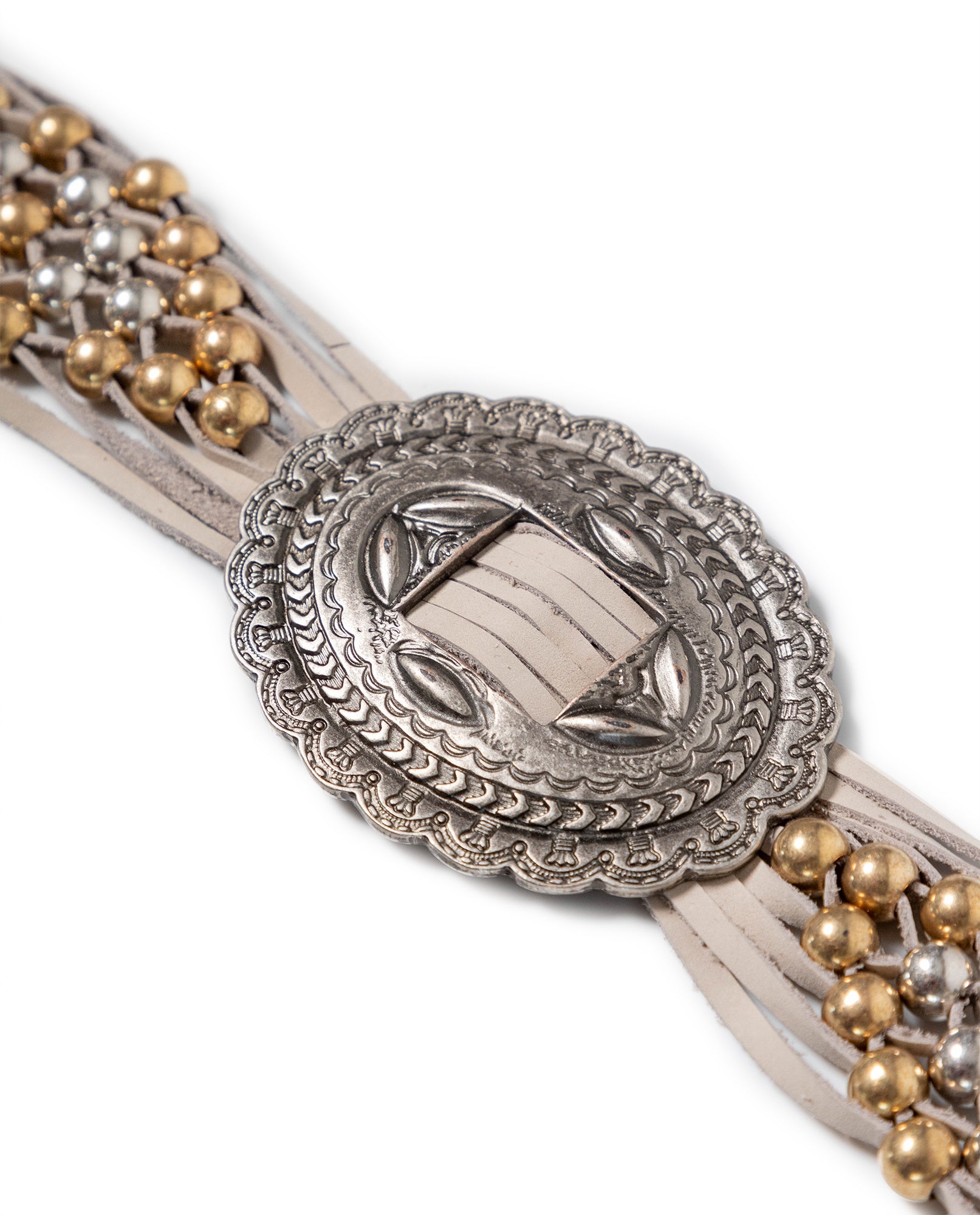 Women's Fringe and Metal Concho Leather Belt - 3