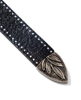 Women's Extra Long Tip Silver Detail Thin Leather Belt - 2