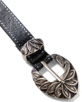 Women's Extra Long Tip Silver Detail Thin Leather Belt - 3