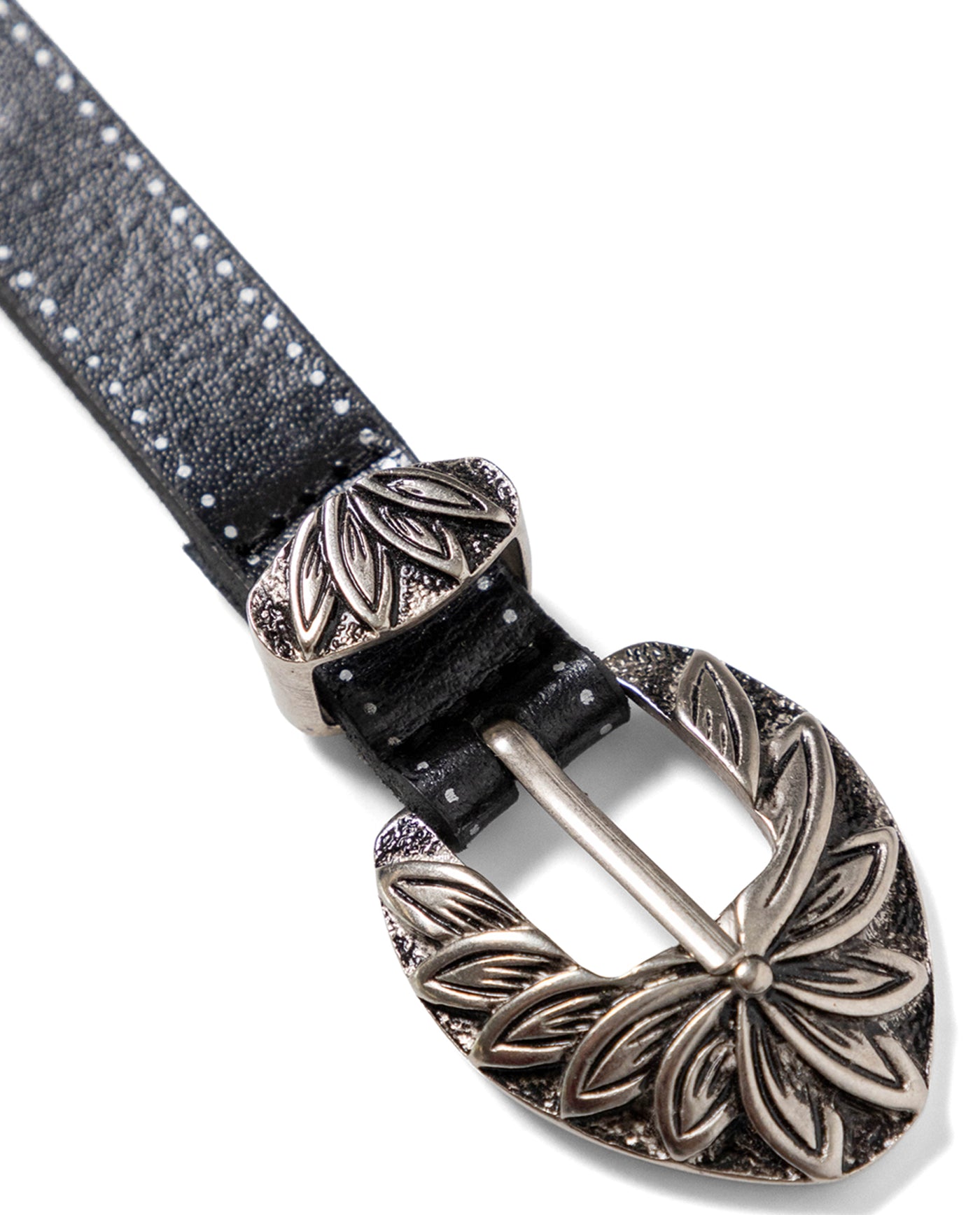Women's Extra Long Tip Silver Detail Thin Leather Belt - 3