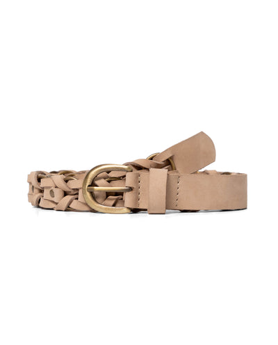 Women's Braided Nubuck Leather Thin Belt 219G004 - 1