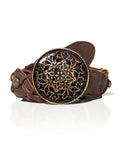 Women's Openwork Hardware Braided Leather Belt 219G005 - 1