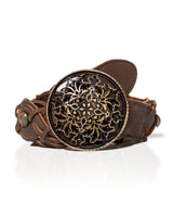 Women's Openwork Hardware Braided Leather Belt 219G005 - 1