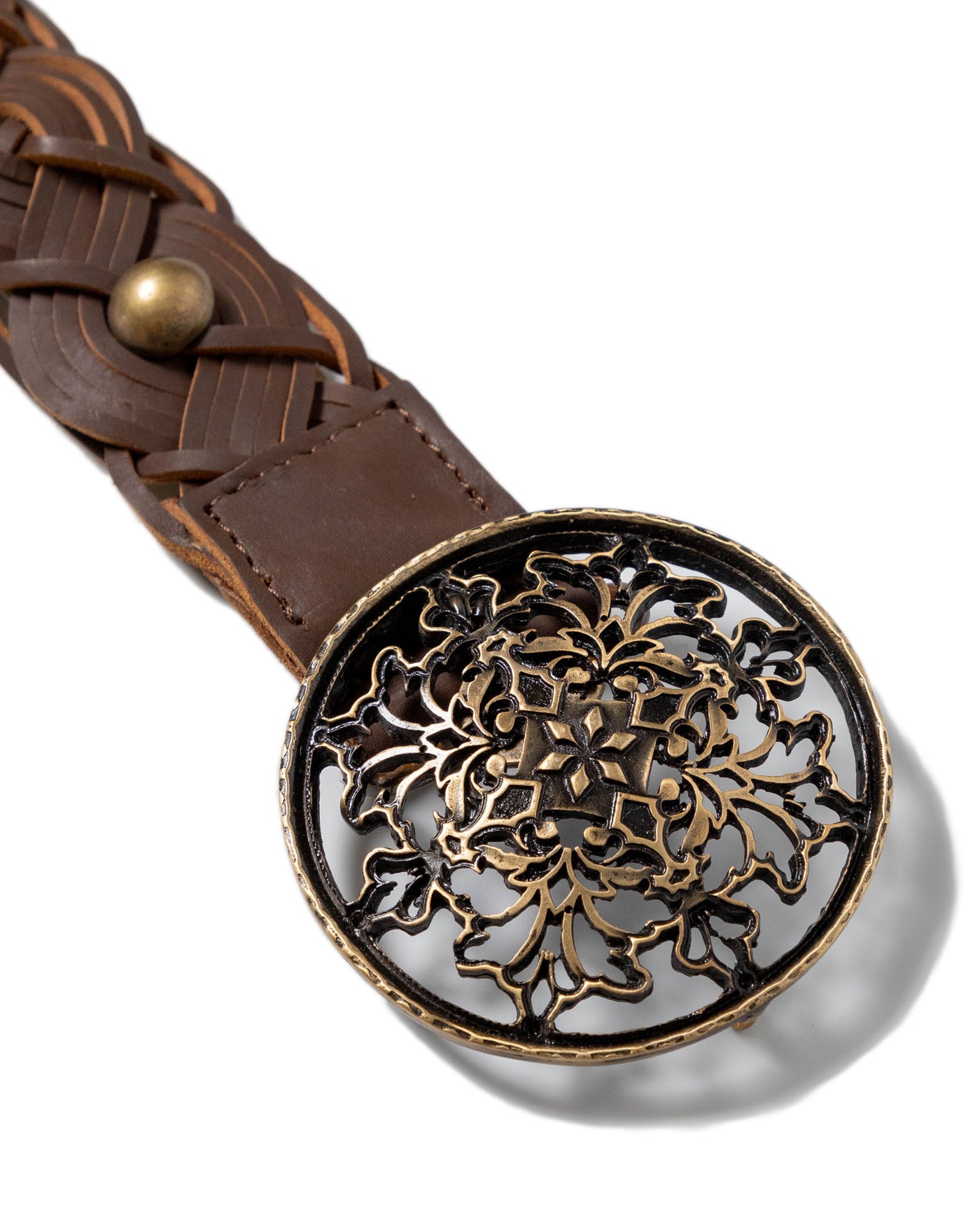 Women's Openwork Hardware Braided Leather Belt 219G005 - 2