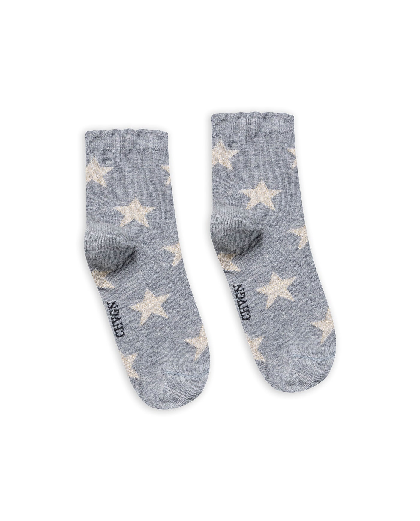 Womens Socks Mid Calf Cotton Elastane Lurex Stars - Gray 63_251H003_GRI144105_0