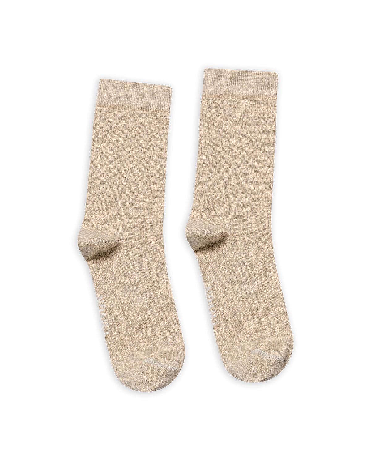 Womens Socks Mid Calf Cotton Elastane Mini Channel Lurex - Khaki 63_251H004_CAQ150309_0