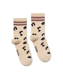 Women's Animal Print Contrast Stripe Mid-Calf Socks in Cotton-Polyamide Blend - 1
