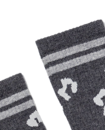 Women's Animal Print Contrast Stripe Mid-Calf Socks in Cotton-Polyamide Blend - 3