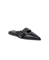 Womens Mules Backless Cowhide Leather Pointed Toe Adjustable Strap - Black 63_261H000_NEG194007_2
