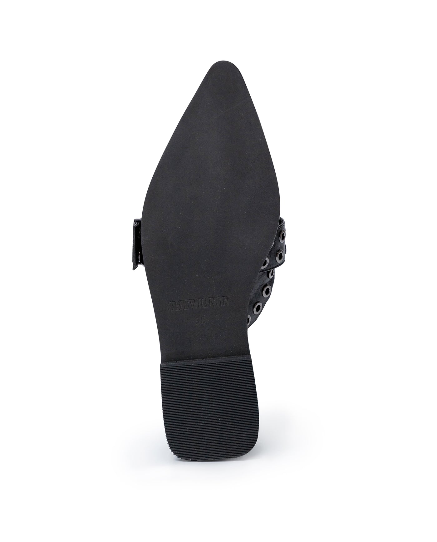 Womens Mules Backless Cowhide Leather Pointed Toe Adjustable Strap - Black 63_261H000_NEG194007_6