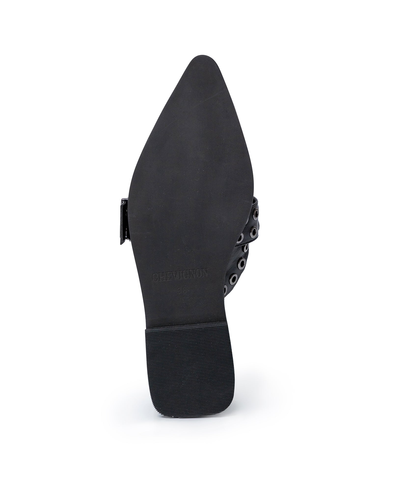 Womens Mules Backless Cowhide Leather Pointed Toe Adjustable Strap - Black 63_261H000_NEG194007_6