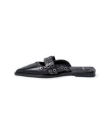 Womens Mules Backless Cowhide Leather Pointed Toe Adjustable Strap - Black 63_261H000_NEG194007_7