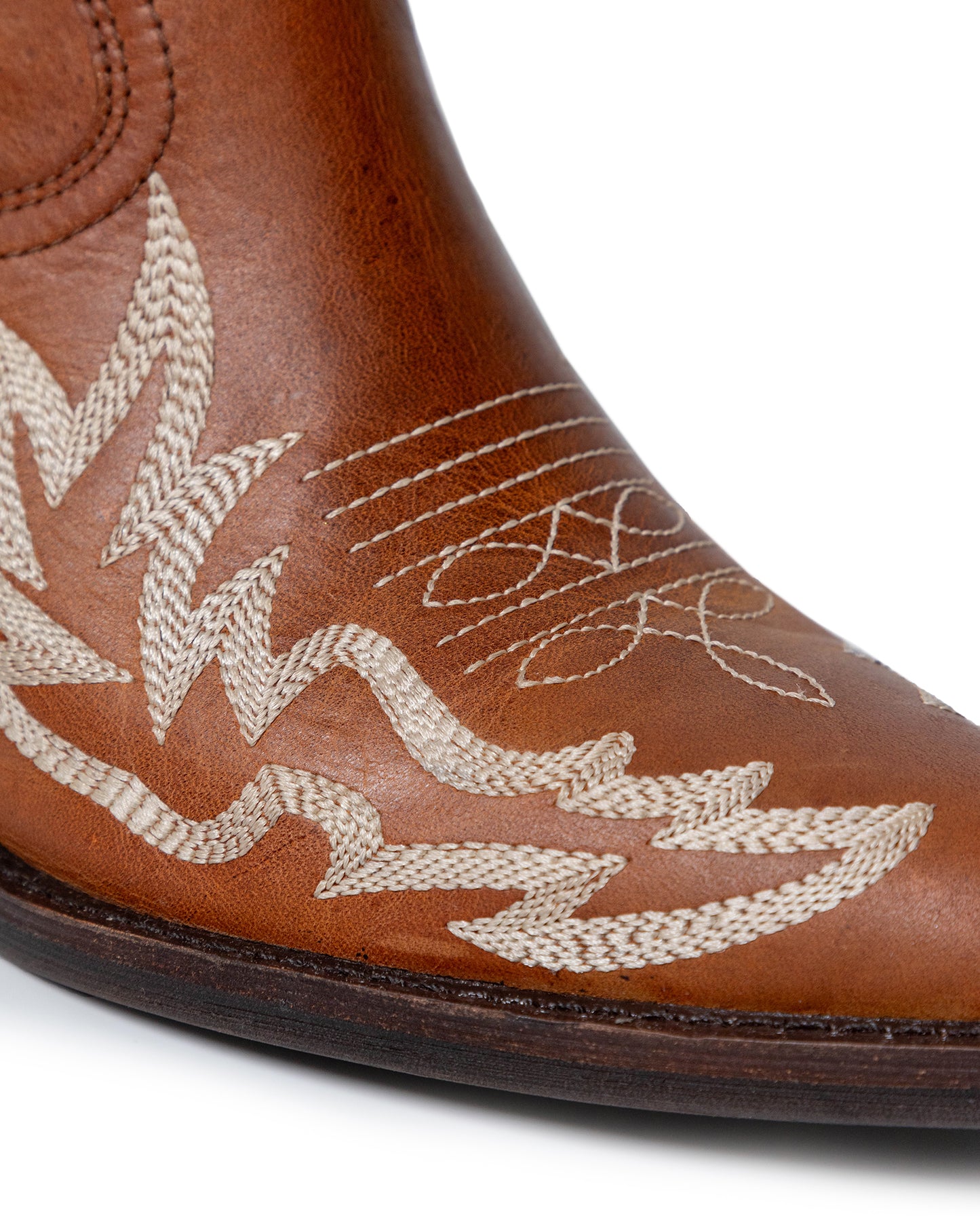 Womens Boots Western Mid Calf Aniline Cowhide Leather Natural Finish - Brown 63_261H005_CAF181336_4