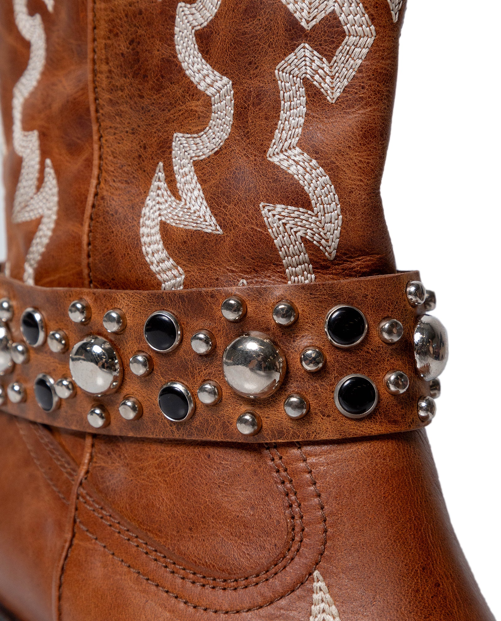 Womens Boots Western Mid Calf Aniline Cowhide Leather Natural Finish - Brown 63_261H005_CAF181336_5