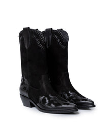 Womens Boots Western Mid Calf Split Leather Aniline Full Grain - Black 63_261H009_NEG194007_0