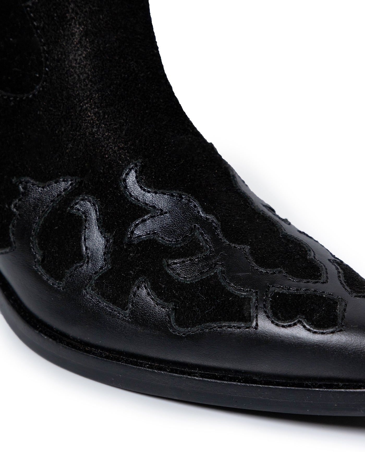 Womens Boots Western Mid Calf Split Leather Aniline Full Grain - Black 63_261H009_NEG194007_4