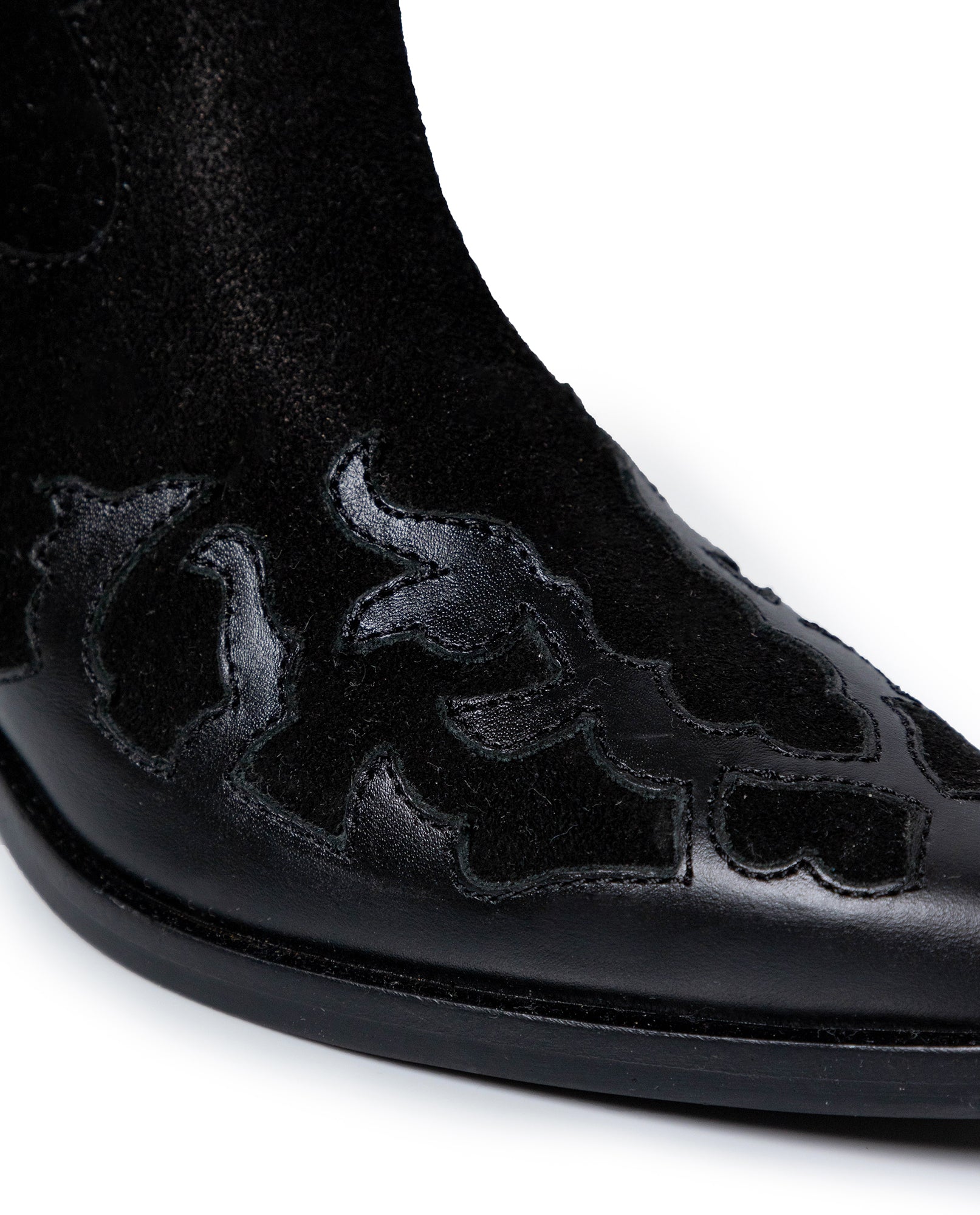 Womens Boots Western Mid Calf Split Leather Aniline Full Grain - Black 63_261H009_NEG194007_4
