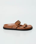 Women's Double-Strap Flat Sandals with Gold Buckles in Aniline Leather 63_262G000_CAF170808_8
