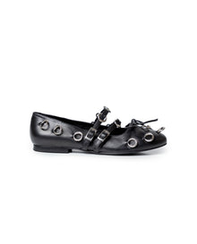 Womens Cowhide Leather Adjustable Strap Shoes - Special Collection - Black 63_264H202_NEG194007_3