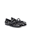 Womens Cowhide Leather Adjustable Strap Shoes - Special Collection - Black 63_264H202_NEG194007_4