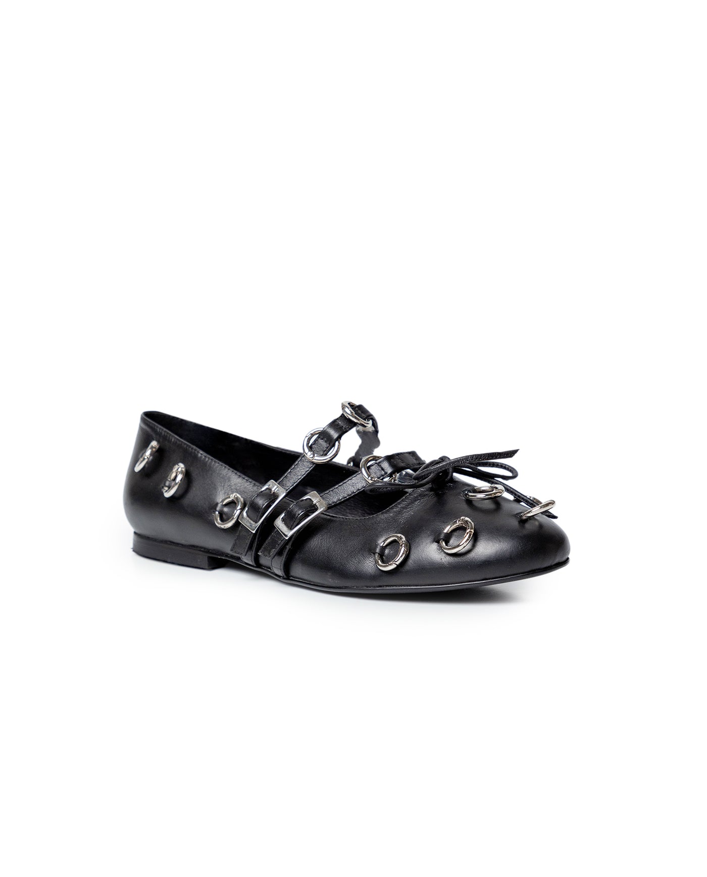 Womens Cowhide Leather Adjustable Strap Shoes - Special Collection - Black 63_264H202_NEG194007_7