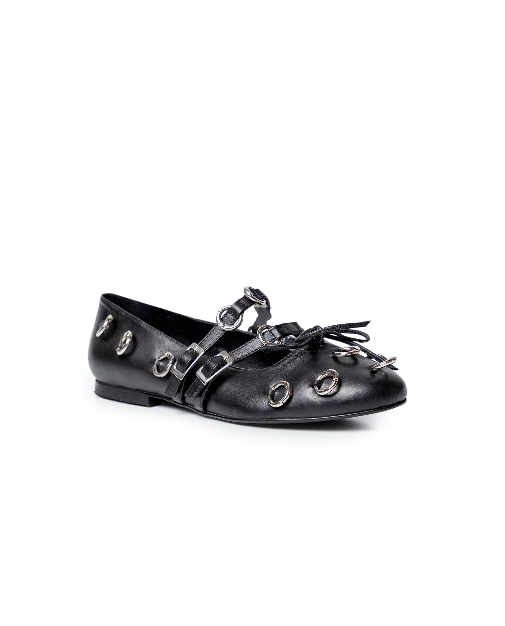 Womens Cowhide Leather Adjustable Strap Shoes - Special Collection - Black 63_264H202_NEG194007_7