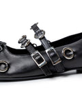 Womens Cowhide Leather Adjustable Strap Shoes - Special Collection - Black 63_264H202_NEG194007_8