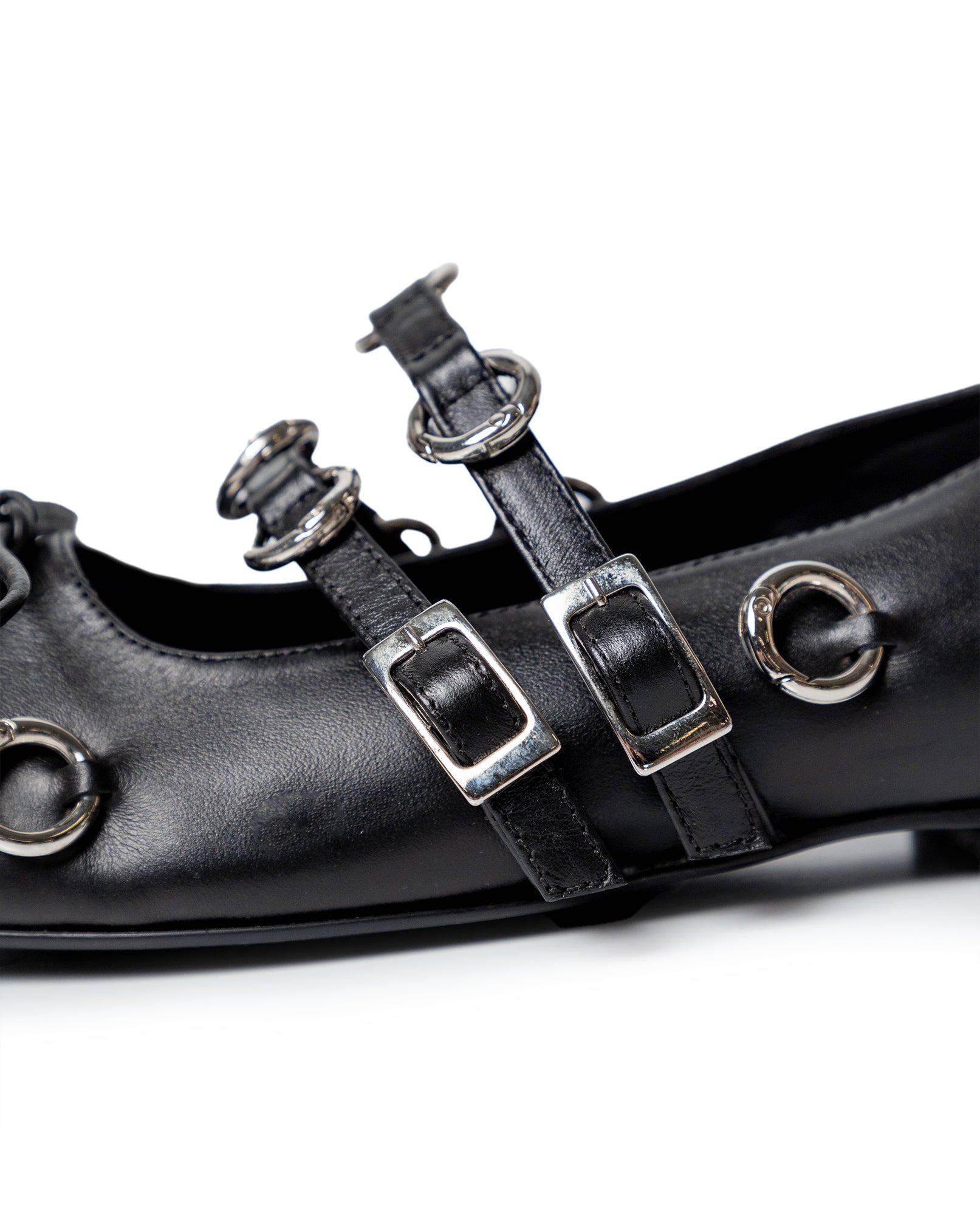 Womens Cowhide Leather Adjustable Strap Shoes - Special Collection - Black 63_264H202_NEG194007_8