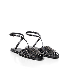 Women´s Leather Studded Sandals - Black 63_269G000_NEG194007_0