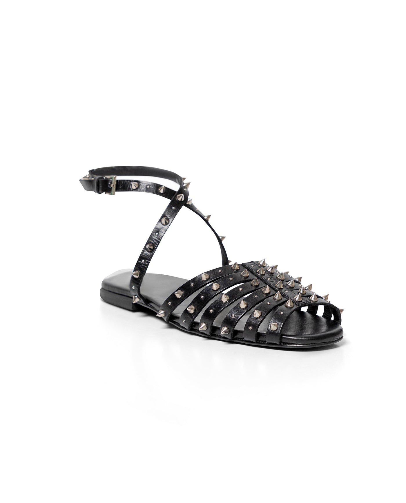 Women´s Leather Studded Sandals - Black 63_269G000_NEG194007_3