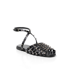 Women´s Leather Studded Sandals - Black 63_269G000_NEG194007_3