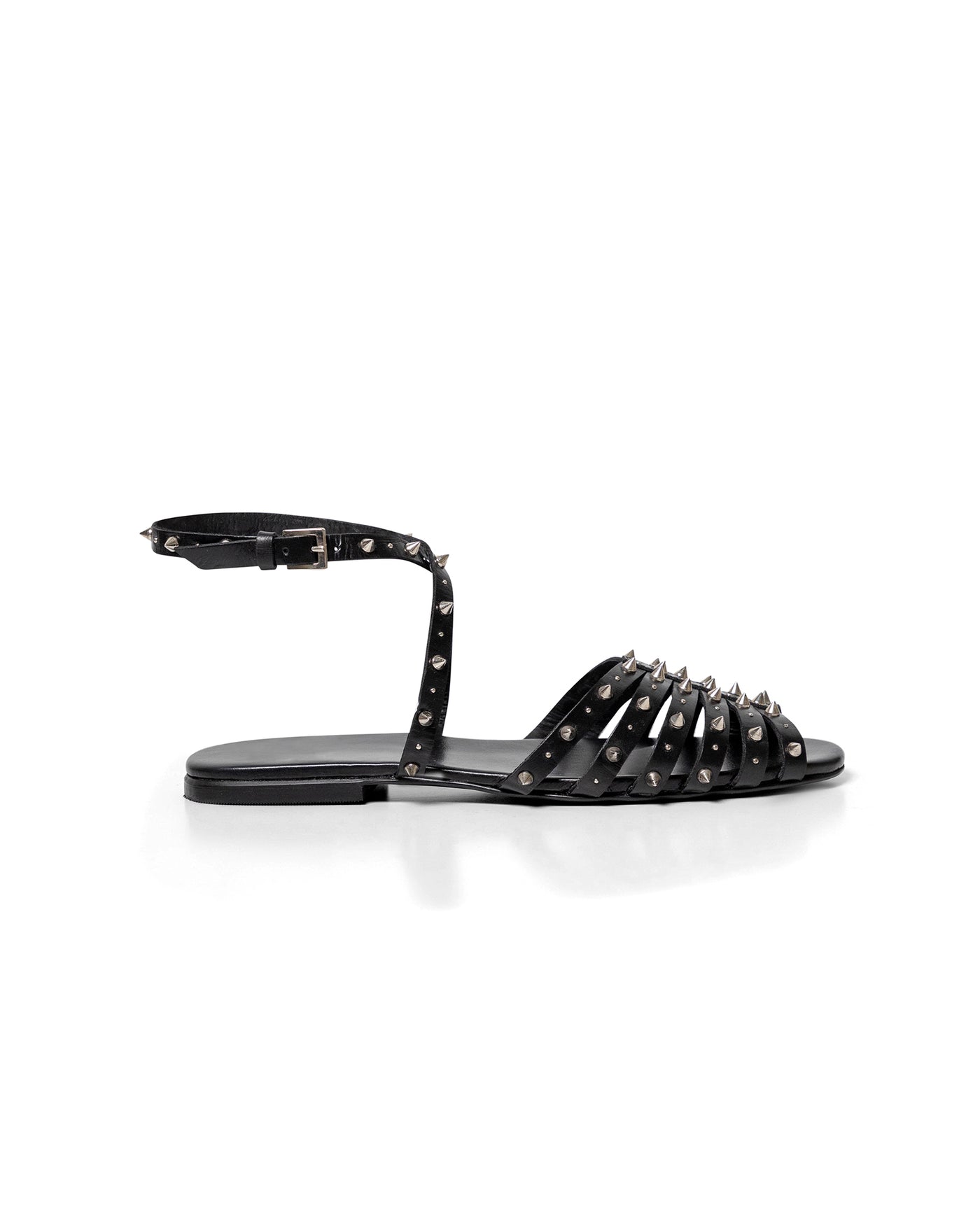 Women´s Leather Studded Sandals - Black 63_269G000_NEG194007_5