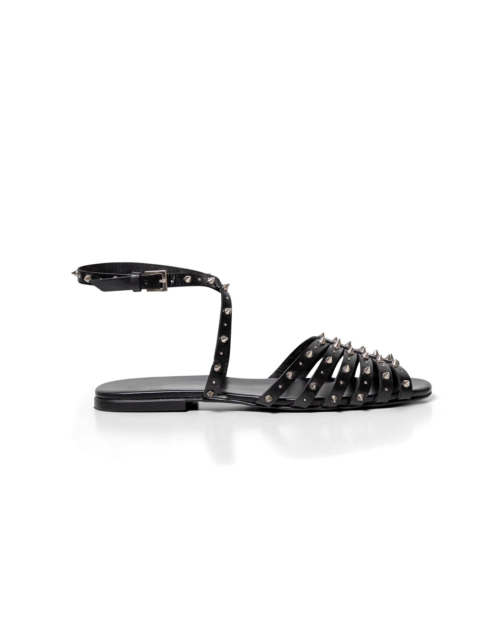 Women´s Leather Studded Sandals - Black 63_269G000_NEG194007_5