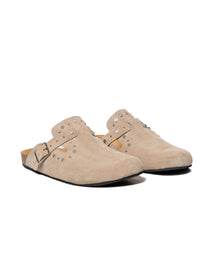 Women's Clogs in Leather Rounded Silhouette - Khaki - 1