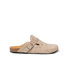 Women's Clogs in Leather Rounded Silhouette - Khaki - 2