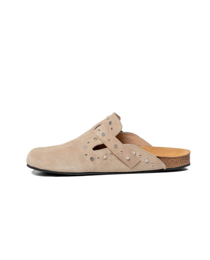 Women's Clogs in Leather Rounded Silhouette - Khaki - 4