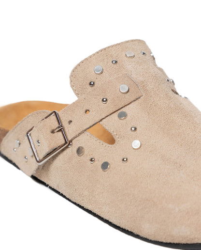 Women's Clogs in Leather Rounded Silhouette - Khaki - 5