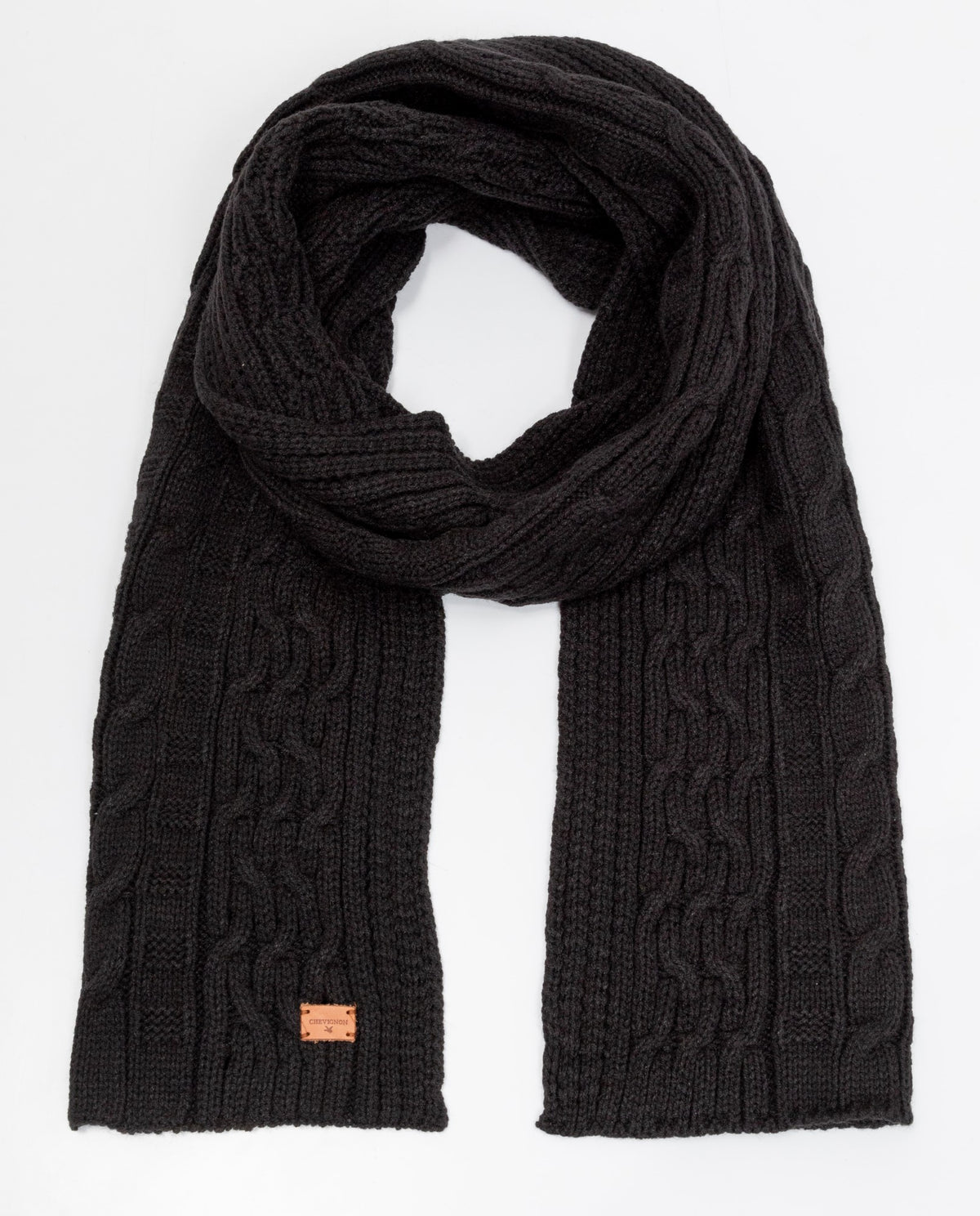 Braided Knit Scarf - Black 63_282F000_NEG194007_0