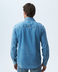 Men's Long Sleeve Stretch Shirt Flap Pockets Light Wash 310E800 - 3