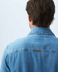 Men's Long Sleeve Stretch Shirt Flap Pockets Light Wash 310E800 - 5