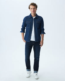 Men's Denim Shirt Classic Fit Long Sleeve - Dark Blue - Blue 63_310E801_AZU184530_3